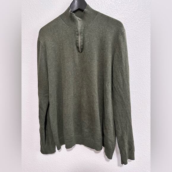 Topman Quarter Zip Funnel Neck Sweater Mens Size XL Green - Picture 1 of 5